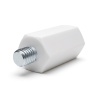 Distanciador aislante hexagonal roscado macho/hembra de plástico poliestireno con inserto de acero M6 - 13 mm entre caras