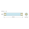 Plano acotado 52 mm, Distanciador aislante redondo roscado hembra/hembra de plástico PA6.6 con inserto de latón M3 - Ø8 mm