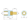 Plano acotado 13 mm, Distanciador aislante redondo roscado macho/hembra de plástico PA6.6 con inserto de latón M4 - Ø8 mm