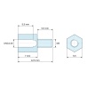 Plano acotado 7 mm / 5,5 mm, Distanciador hexagonal roscado macho/hembra acero inoxidable UNC4-40 / M3 - 5,5 mm entrecaras