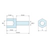 Plano acotado 6 mm / 8 mm, Distanciador hexagonal roscado macho/hembra plástico poliamida PA6.6 M3 / M2,5 - 5 mm entrecaras