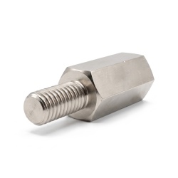 Distanciador hexagonal roscado macho/hembra latón niquelado sin plomo M6 - 10 mm entrecaras