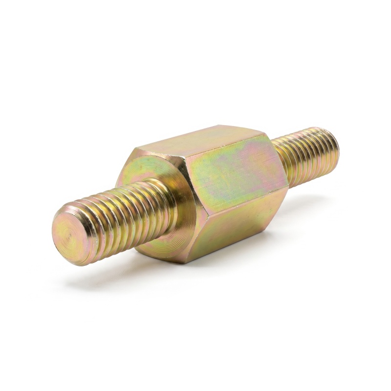 Distanciador hexagonal roscado macho/macho acero cincado amarillo con plomo M3 - 5,5 mm entrecaras, vástagos de 6 y 8 mm