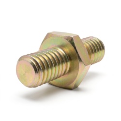 Distanciador hexagonal roscado macho/macho acero cincado amarillo M4 - 7 mm entrecaras, vástagos de 6 y 7 mm