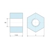 Plano acotado 3 mm, Distanciador hexagonal roscado hembra/hembra latón niquelado sin plomo M2 - 4 mm entrecaras
