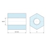 Plano acotado 6,5 mm, Distanciador hexagonal roscado hembra/hembra latón niquelado sin plomo M2,5 - 5 mm entrecaras