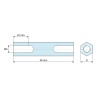 Plano acotado 40 mm, Distanciador hexagonal roscado hembra/hembra latón niquelado sin plomo M5 - 8 mm entrecaras