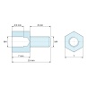 Plano acotado 7 mm / 8 mm, Distanciador hexagonal roscado macho/hembra latón niquelado sin plomo M4 - 7 mm entrecaras