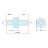 Plano acotado 3,5 mm / 4 / 6 mm, Distanciador hexagonal roscado macho/macho acero cincado M3 - 5,5 mm entrecaras, vástagos de 4 y 6 mm