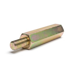 Distanciador hexagonal roscado macho/hembra acero cincado amarillo sin plomo M4 - 7 mm entrecaras