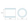 Plano acotado 15 mm, Separador liso de latón niquelado con plomo Ø10,2x13mm para tornillo M10