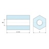 Plano acotado 11 mm, Distanciador hexagonal roscado hembra/hembra acero cincado sin plomo M3 - 6 mm entrecaras