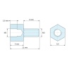 Plano acotado 5 mm / 6 mm, Distanciador hexagonal roscado macho/hembra acero cincado sin plomo M3 - 5,5 mm entrecaras