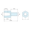 Plano acotado 8 mm / 8 mm, Distanciador hexagonal roscado macho/hembra acero cincado sin plomo M4 - 7 mm entrecaras
