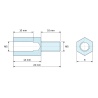 Plano acotado 14 mm / 10 mm, Distanciador hexagonal roscado macho/hembra acero cincado sin plomo M5 - 8 mm entrecaras
