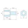 Plano acotado 15 mm / 14 mm, Distanciador hexagonal roscado macho/hembra acero cincado azul sin plomo M8 - 13 mm entrecaras