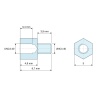 Plano acotado 4,8 mm / 3,9 mm, Distanciador hexagonal roscado macho/hembra acero cincado sin plomo UNC4-40 - 5 mm entrecaras