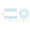 Plano acotado 6 mm, Distanciador redondo roscado hembra/hembra plástico poliacetal POM blanco UL94-HB M2,5 - Ø5 mm
