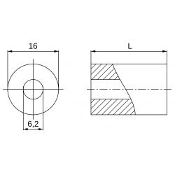 Entretoise lisse plastique polyamide renforcé Ø6,2x16mm pour vis M6