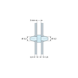 Soporte PCB a presión por ambos lados, poliamida PA6.6 natural UL94-V2, taladro PCB Ø3,2 mm, PCB 1,6 mm