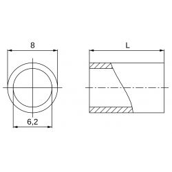 Entretoise lisse plastique polyamide renforcé Ø6,2x8mm pour vis M6