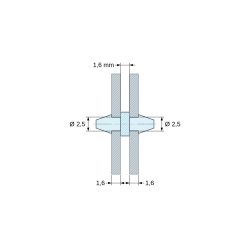 Soporte PCB a presión por ambos lados, poliamida PA6.6 natural UL94-V2, taladro PCB Ø2,5 mm, PCB 1,6 mm