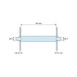 Soporte PCB a presión por ambos lados, poliamida PA6.6 negra UL94-HB, PCB Ø4 mm 1,8 mm / chasis Ø4 mm 1,6 mm