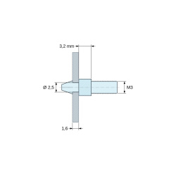 Soporte para circuito impreso a presión, roscado M3, poliamida PA6.6 natural UL94-V2, orificio Ø2,5 mm, circuito 1,6 mm