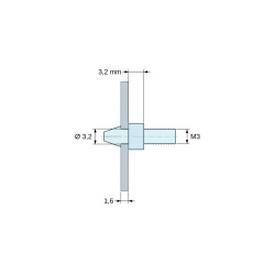 Soporte para circuito impreso a presión, roscado M3, poliamida PA6.6 natural UL94-V2, orificio Ø3,2 mm, circuito 1,6 mm