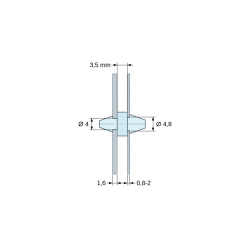 Soporte PCB a presión por ambos lados, Poliamida PA6.6, natural, UL94-V2, PCB Ø4/1,6 mm / CH Ø4,8/0,8–2 mm
