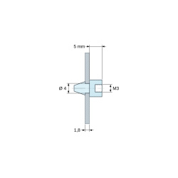Soporte para circuito impreso a presión, con rosca interior M3, poliamida PA6.6 negra UL94-HB, orificio Ø4 mm, circuito 1,8 mm