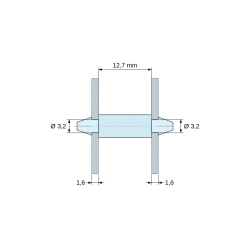 Soporte PCB a presión por ambos lados, PA6.6 natural, UL94-V0, orificio PCB Ø3,2 mm, espesor PCB 1,6 mm
