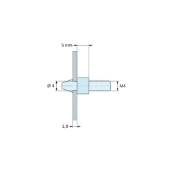Soporte para circuito impreso a presión, roscado M4, poliamida PA6.6 negra UL94-HB, orificio Ø4 mm, circuito 1,8 mm