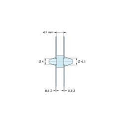 Soporte PCB a presión por ambos lados, Poliamida PA6.6, natural, UL94-V2, PCB Ø4/0,8–2 mm / CH Ø4,8/0,8–2 mm