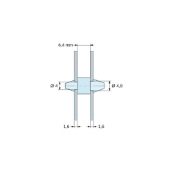 Soporte PCB a presión por ambos lados, Poliamida PA6.6, natural, UL94-V2, PCB Ø4/1,6 mm / CH Ø4,8/1,6 mm