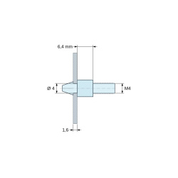 Soporte para circuito impreso a presión, roscado M4, poliamida PA6.6 natural UL94-V2, orificio Ø4 mm, circuito 1,6 mm