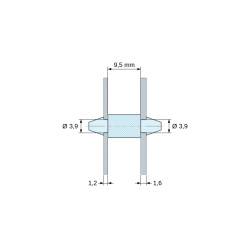 Soporte PCB a presión por ambos lados, Poliamida PA6.6, natural, UL94-V2, PCB Ø3,9/1,2 mm / CH Ø3,9/1,6 mm