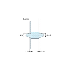 Soporte PCB a presión por ambos lados, Poliamida PA6.6, natural, UL94-V2, PCB Ø4/1,6 mm / CH Ø4,7/0,4–2 mm