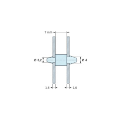 Soporte PCB a presión por ambos lados, Poliamida PA6.6, negra, UL94-HB, PCB Ø3,2/1,6 mm / CH Ø4/1,6 mm
