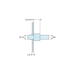 Soporte para circuito impreso a presión, roscado M4, poliamida PA6.6 natural UL94-V2, orificio Ø4,2 mm, circuito 1,6 mm