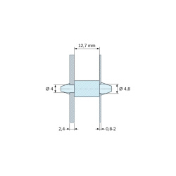 Soporte PCB a presión por ambos lados, Poliamida PA6.6, natural, UL94-V2, PCB Ø4/2,4 mm / CH Ø4,8/0,8–2 mm