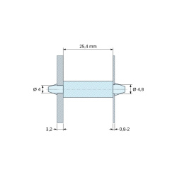 Soporte PCB a presión por ambos lados, Poliamida PA6.6, natural, UL94-V2, PCB Ø4/3,2 mm / CH Ø4,8/0,8–2 mm