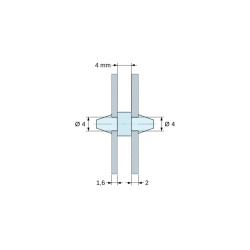 Soporte PCB a presión por ambos lados, Poliamida PA6.6, negra, UL94-HB, PCB Ø4/1,6 mm / CH Ø4/2 mm