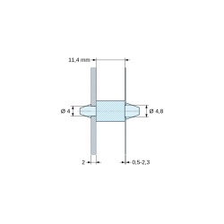 Soporte PCB a presión por ambos lados, Poliamida PA6.6, natural, UL94-V2, PCB Ø4/2 mm / CH Ø4,8/0,5–2,3 mm