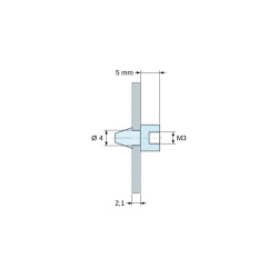 Soporte para circuito impreso a presión, con rosca interior M3, poliamida PA6.6 negra UL94-HB, orificio Ø4 mm, circuito 2,1 mm