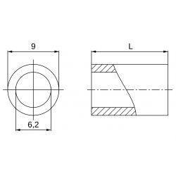 Entretoise lisse plastique polyamide renforcé Ø6,2x9mm pour vis M6