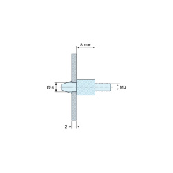 Soporte para circuito impreso a presión, roscado M3, poliamida PA6.6 negra UL94-HB, orificio Ø4 mm, circuito 2 mm