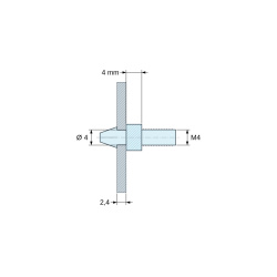 Soporte para circuito impreso a presión, roscado M4, poliamida PA6.6 negra UL94-HB, orificio Ø4 mm, circuito 2,4 mm