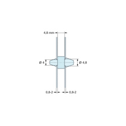 Plano acotado 4,8 mm, Soporte PCB a presión por ambos lados, Poliamida PA6.6, natural, UL94-V2, PCB Ø4/0,8–2 mm / CH Ø4,8/0,8–2 mm