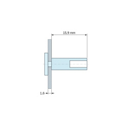 Plano acotado 15,9 mm, Soporte PCB bajo placa de cabeza para tornillo autorroscante Ø3,5, PA6.6 natural, UL94-V2, PCB 1,6 mm